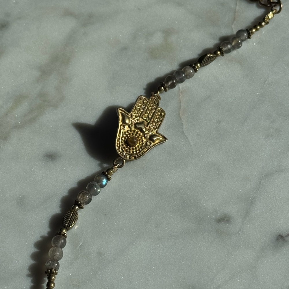 Beautiful Opal Quartz Hand of Fatima Bracelet